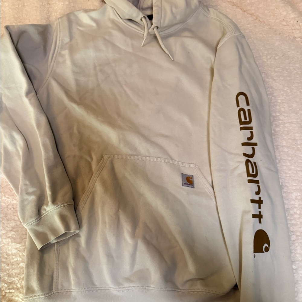 Carhartt White Sweater with Logo Sleeve